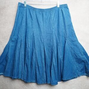 Denim & Co Chambray Flare Midi Skirt L Y2K 90s